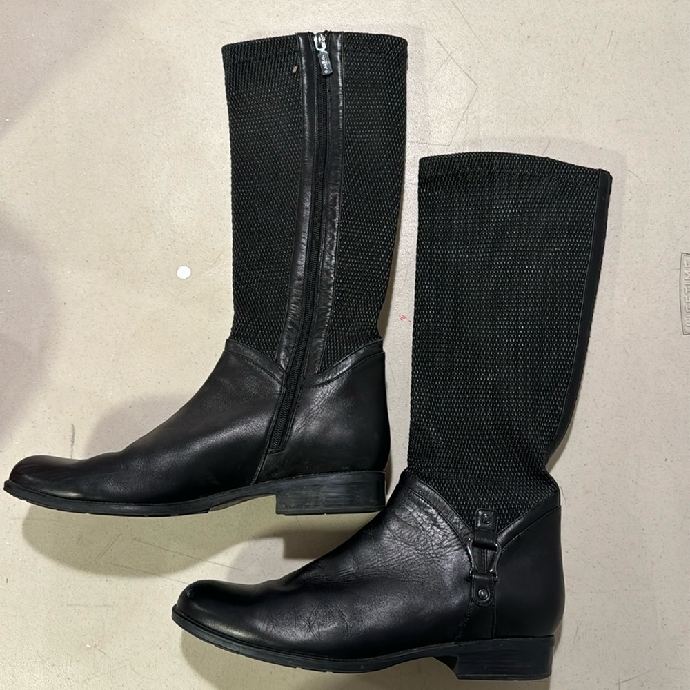 Black leather riding boots